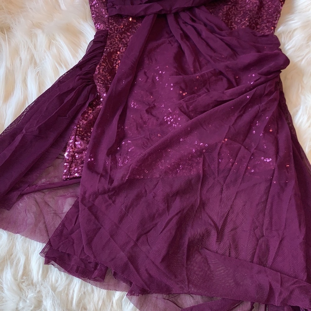 Women's Plum Sequin Draped Contemporary Dance Dress - Picture 4 of 6
